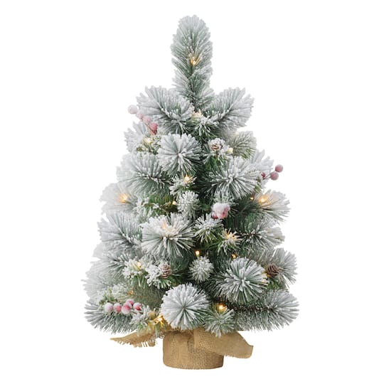 6 Pack: 2ft. Pre-Lit Frosted Pre-Decorated Artificial Christmas Tree in Burlap Base, Clear Lights
